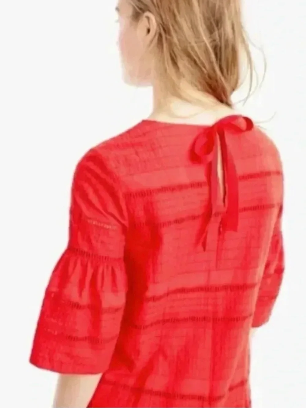 J. Crew Coral Eyelet Shift Dress with Bell Sleeves 8